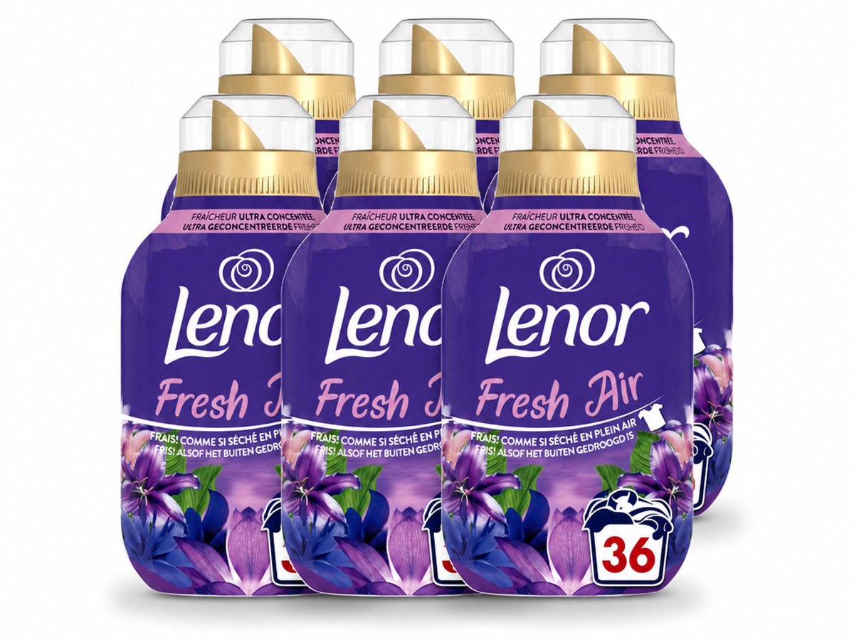 6 x Lenor - Wasverzachter - Fresh Air Maneschijn - Ultra Geconcentreerd - 36 Wasbeurten - Voordeelverpakking - 6 stuks