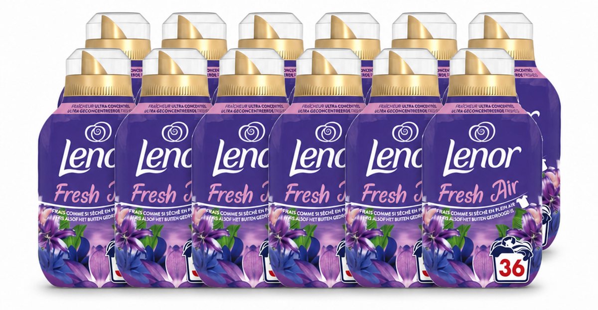 12 x Lenor - Wasverzachter - Fresh Air Maneschijn - Ultra Geconcentreerd - 36 Wasbeurten - Voordeelverpakking - 12 stuks