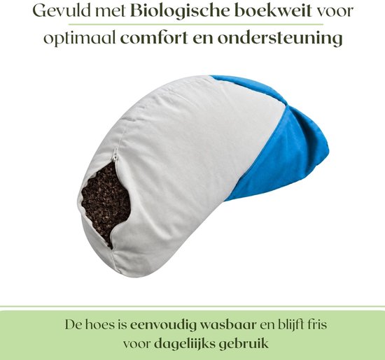 Om Namaste Halve Maan Meditatiekussen Zitkussen Blauw - Pro Moon - Turquoise van Om Namaste — afbeelding 3