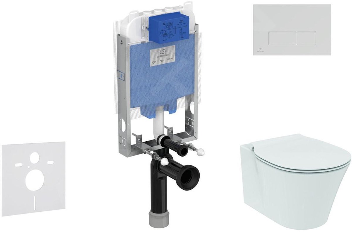 Toiletset- inbouwreservoir, closet, WC-zitting Connect Air, Oleas M2 bedieningsplaat, Aquablade, SoftClose, mat chroom