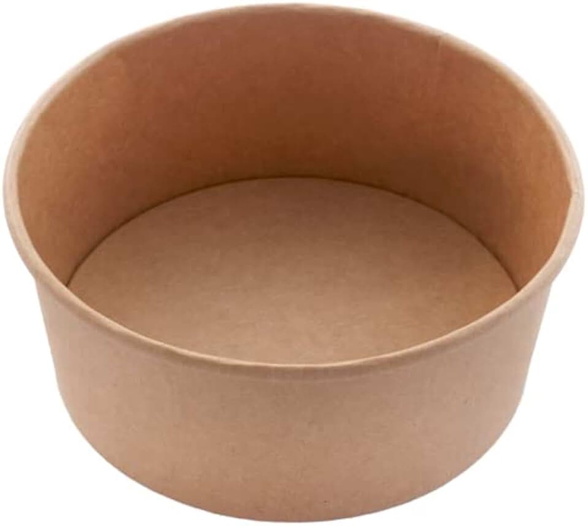 Saladeschaal, wegwerpschaal, slakom van kraftkarton, bruin, rond met RPET deksel, wegwerp-kartonnen slakom met PLA-binnencoating (750 ml/600 stuks)