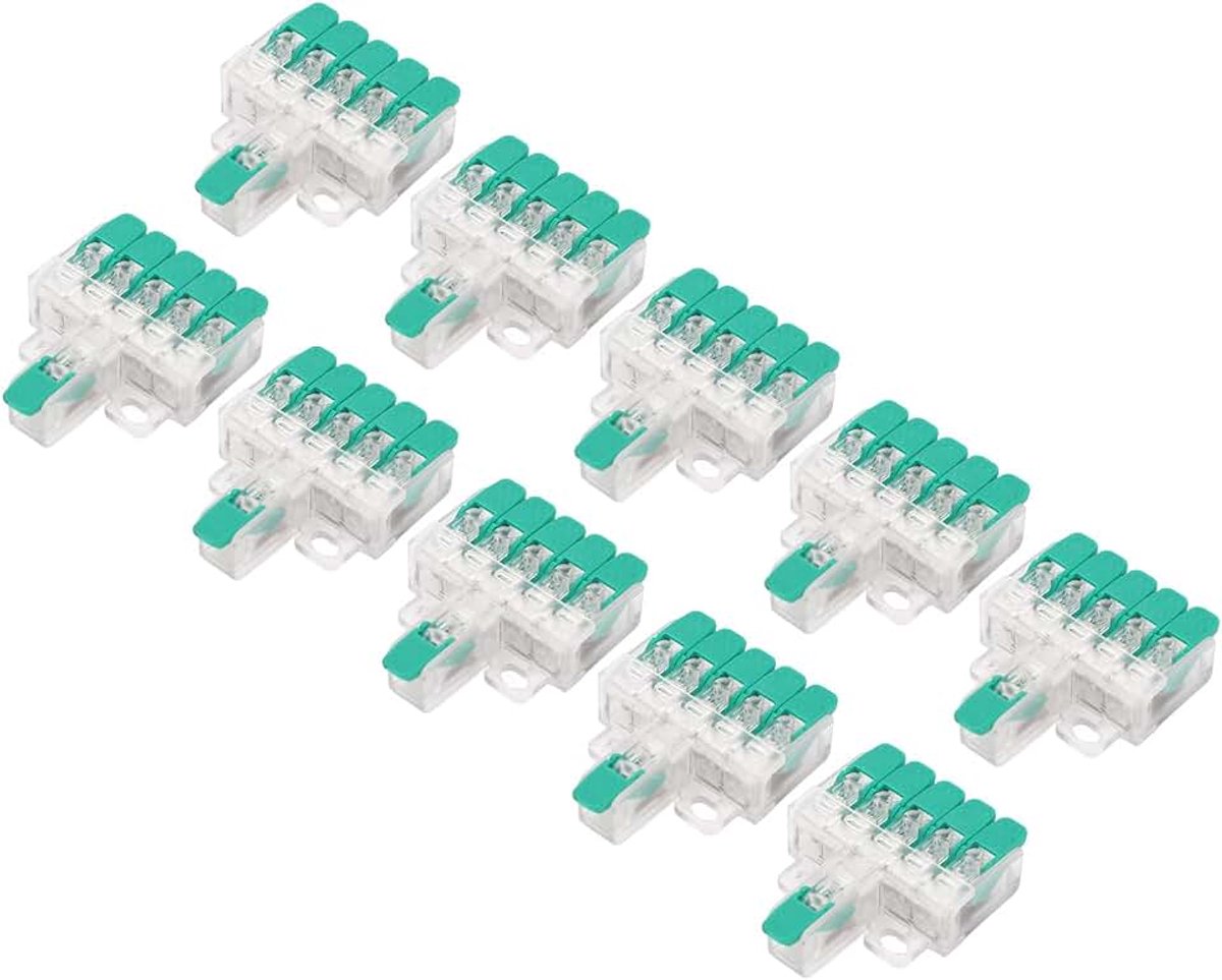 10 Stuks 1 in 5 uit Hendeldraad, Geleiderbedrading Splitsingsconnector 1 in 5 uit Draadconnectorconnectoren 41A 450V Elektrische Connectorenset Verbindingsconnectoren voor 10-20AWG