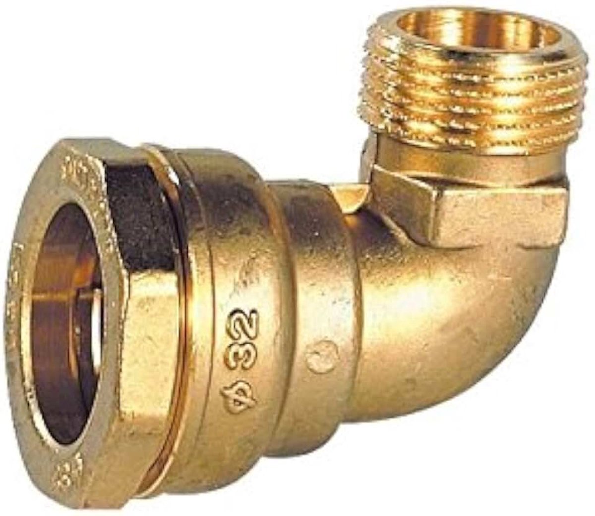 Messing koppeling voor polyethyleen buis, mannelijk, diameter 32 mm, M26/34 (1 inch)