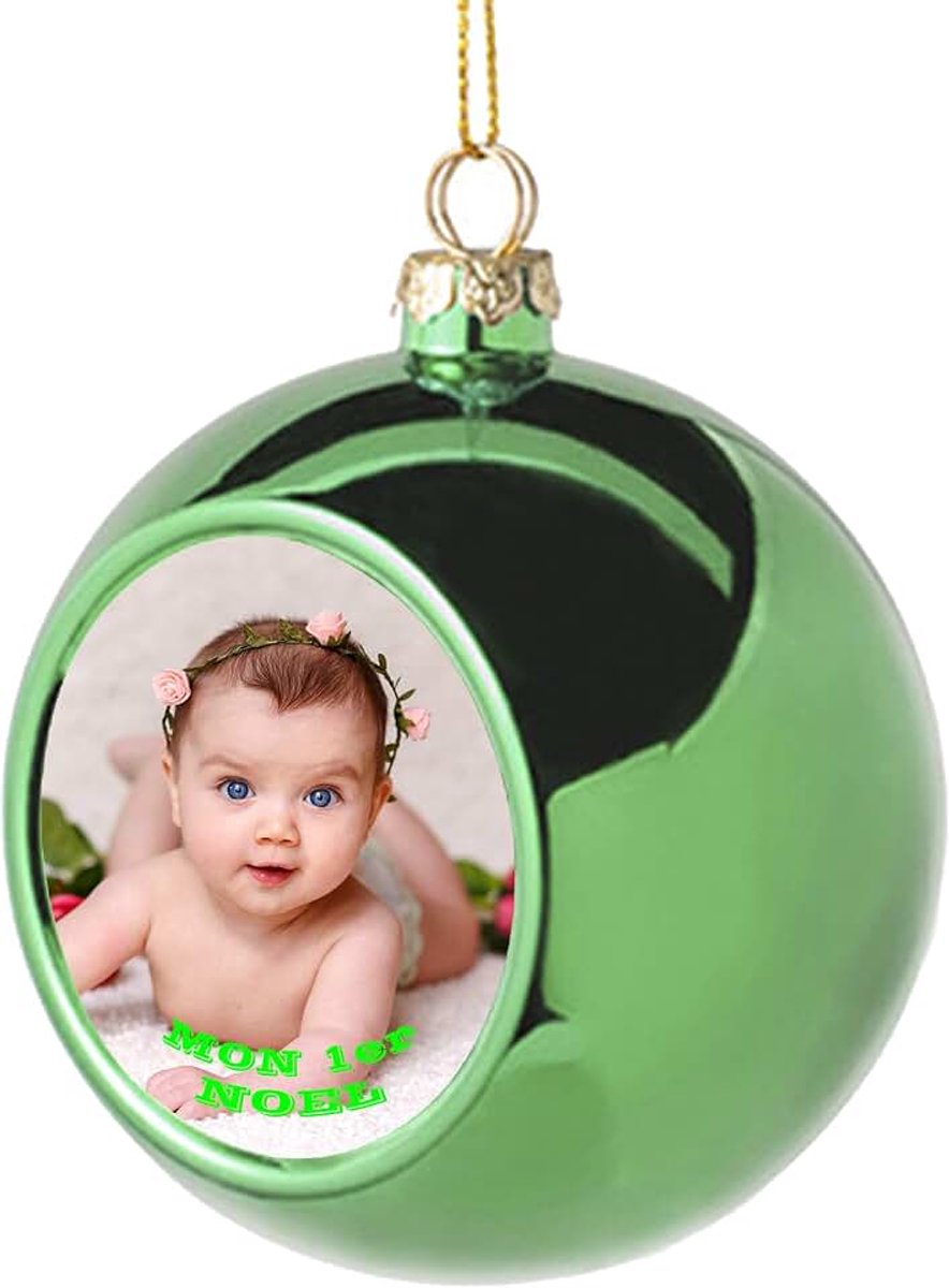 Eerste kerst", personaliseerbaar 6 cm, 8 cm Groen