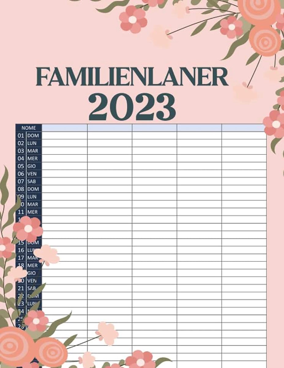 Familienplaner 2023: familienkalender 2023 5 spalten von Januar 2023 bis Dezember 2023 | Agenda 2023 für die Familie | kalender 2023 familienplaner 5 spalten