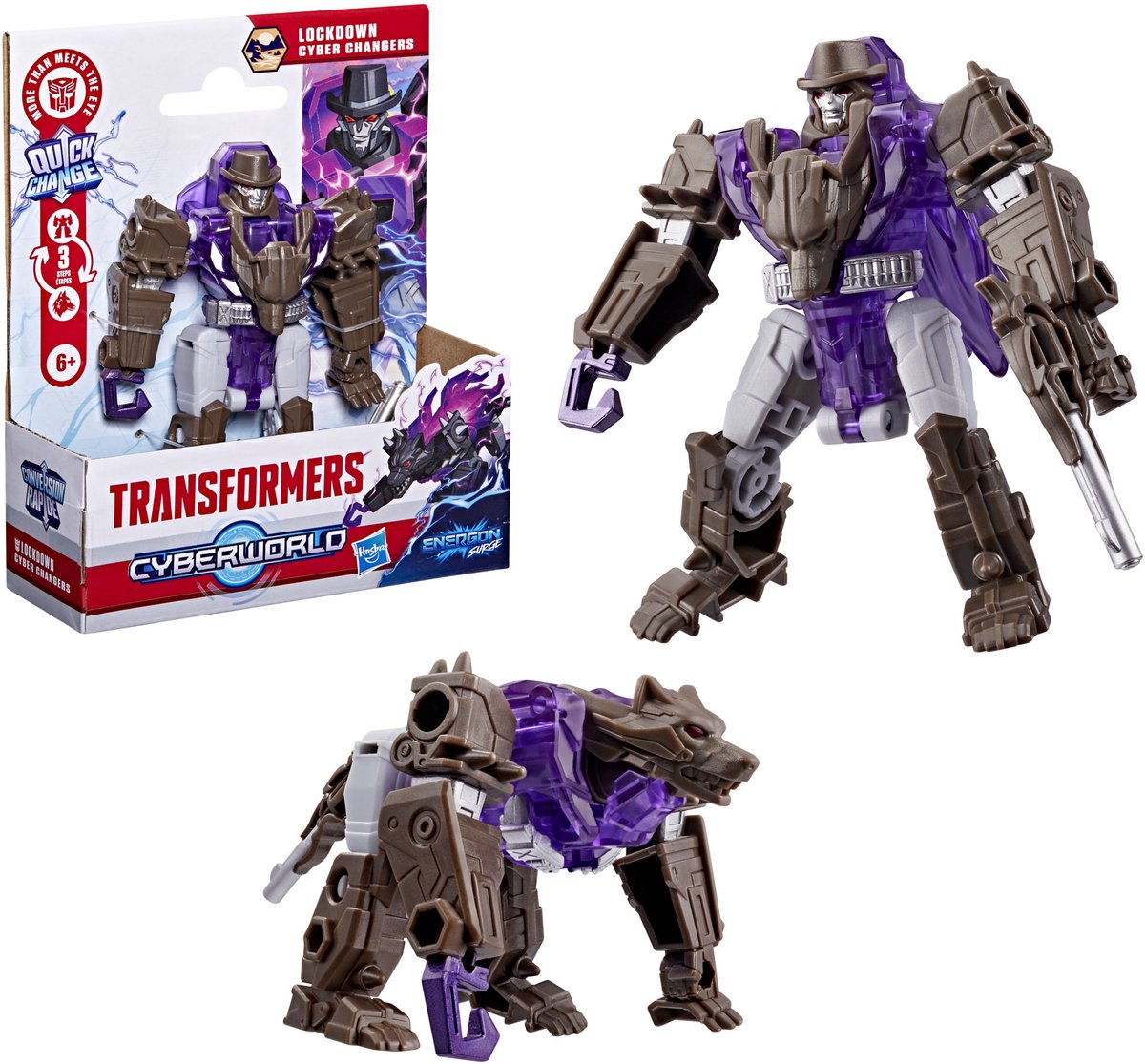 Transformers-speelgoed CYBERWORLD Lockdown Energon Surge Cyber Changers-actiefiguur, 6+