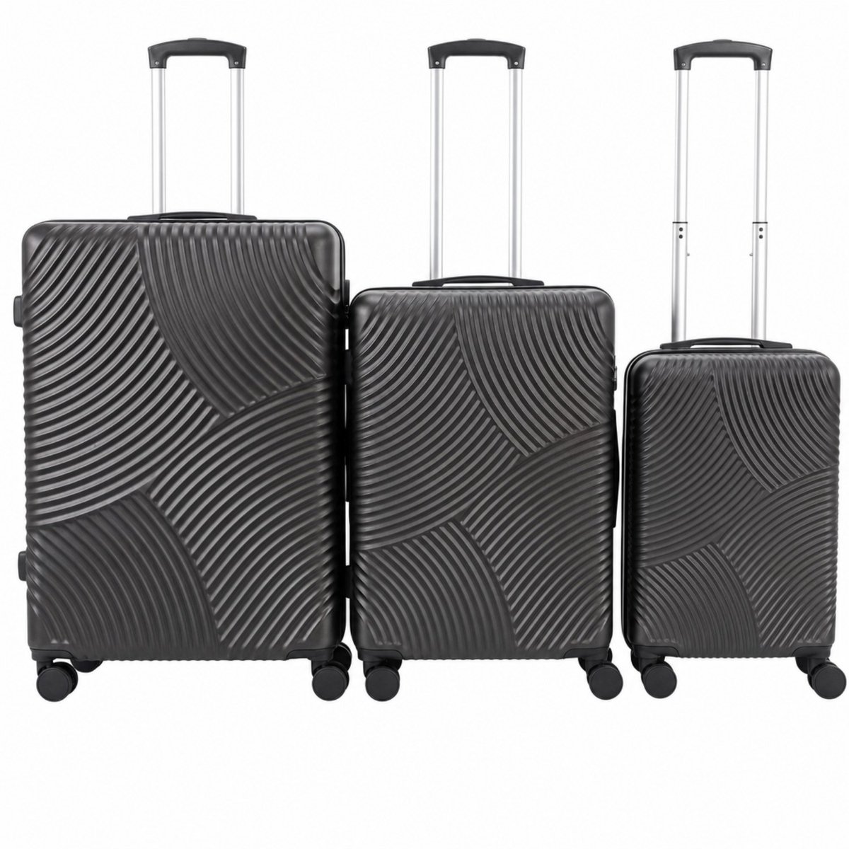 Slazenger Kofferset 3-delig Hardcase S, L en Xl - Zwart - 4 Wielen - Lichtgewicht Reisbagage met Trekstang