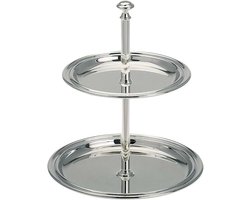 Displaystandaard met 2 etages, 16 cm, met 2 borden, decoratieve presentatiestandaard met 2 etages, ideaal voor fruit, chocolade, noten, snoep, gebak of