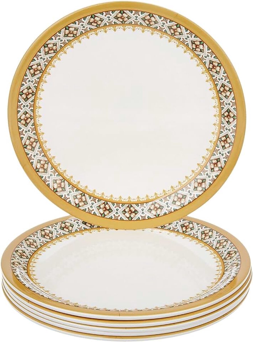 Melamine diner bord set (wit, 28 cm, 6 stuks)