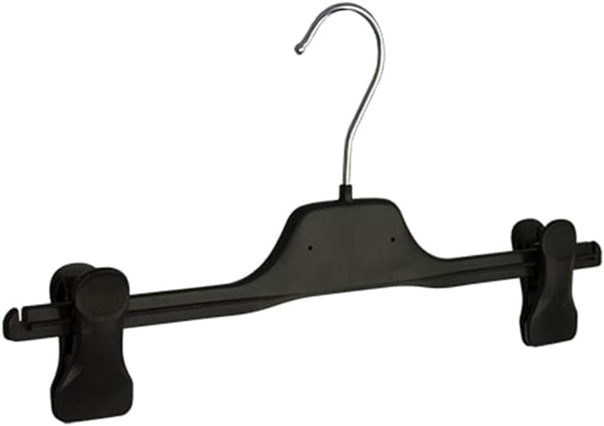 Kleerhanger, Knijperhanger, Rokhanger, Broekhanger, set van 30 stuks, Kunststof, Zwart, Verschuifbare Anti-slip Knijpers, Broek, Rok, 360° Draaibare Haak, 35 cm (PGC35_00/30)
