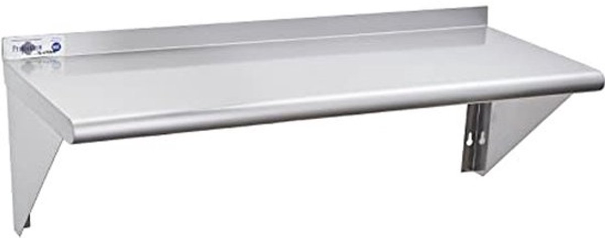 Roestvrijstalen wandplank 12" x 36" met 2 beugels voor commerciële keukens