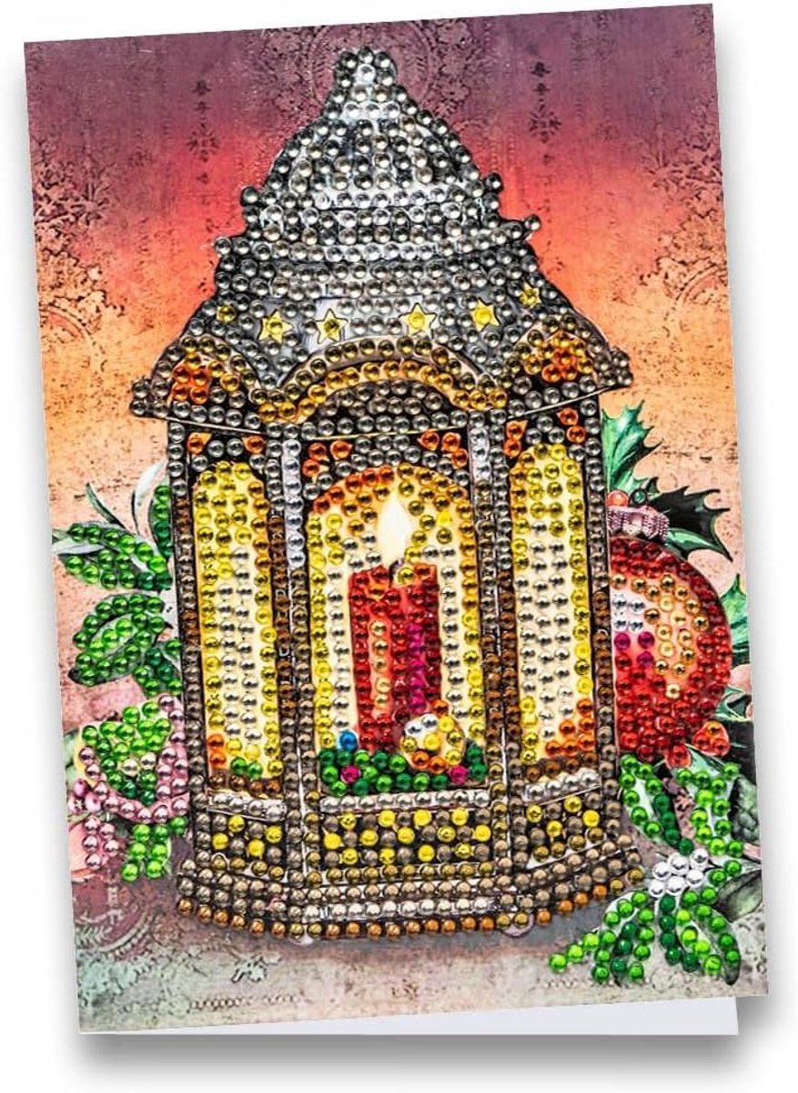 Ideeën met een Hart, Diamond Painting-wenskaart, strass-editie, DIN B6, 370 g/m², incl. steentjes, envelop en gereedschap (lantaarn)