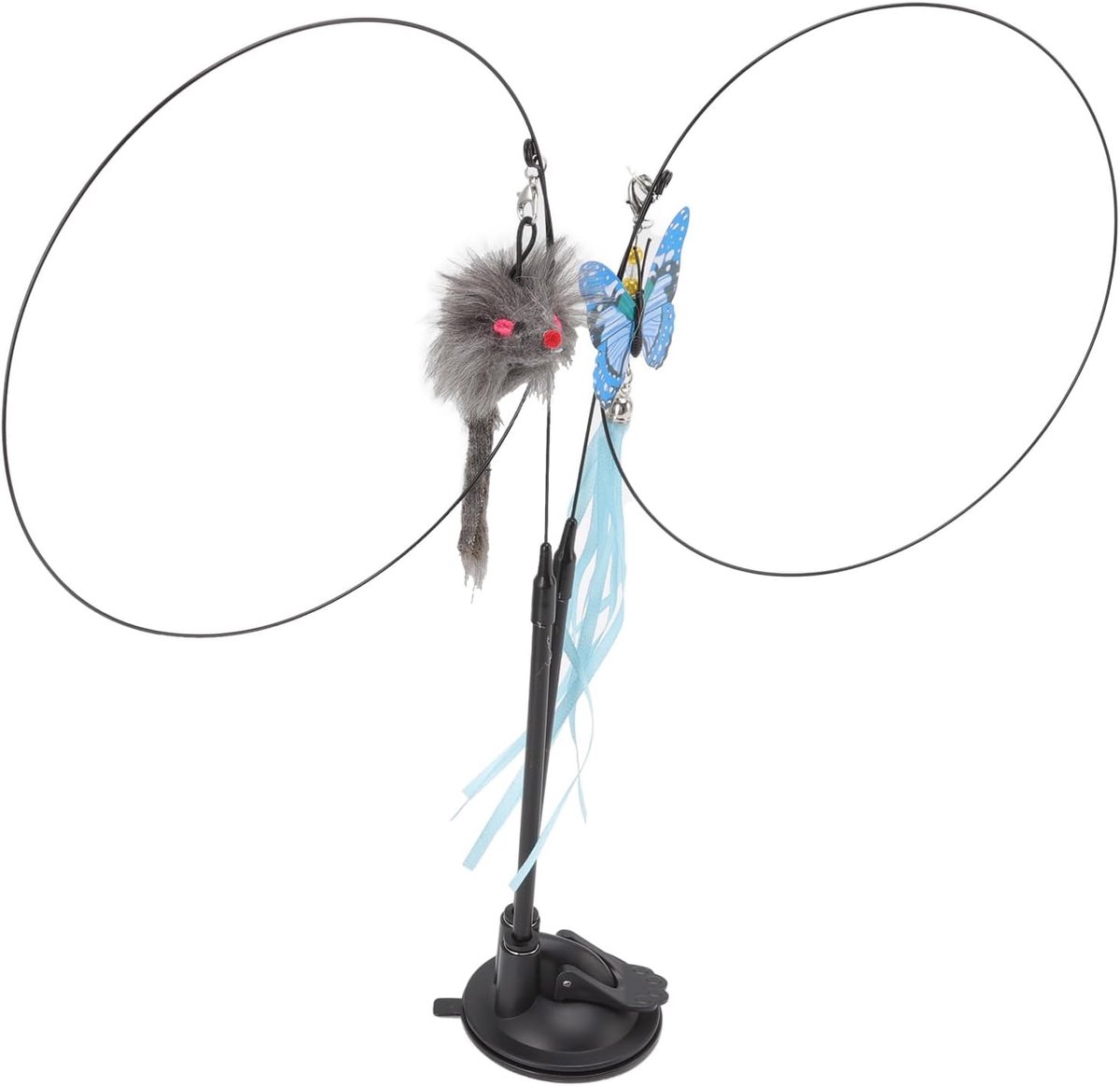 Kattenstokspeeltje cat suction toy krachtige basis verwijderbare staaldraad interactieve zuignap kat veer wand speelgoed dubbel uiteinde voor Zabawki z Federspielzeug
