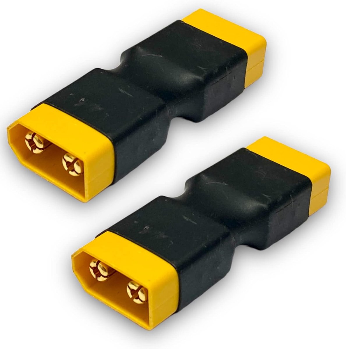 2 x stuks premium adapter XT60 male naar XT60 male voor Lipo accu batterij hoge stroom 2-pins 60A stekker modelbouw
