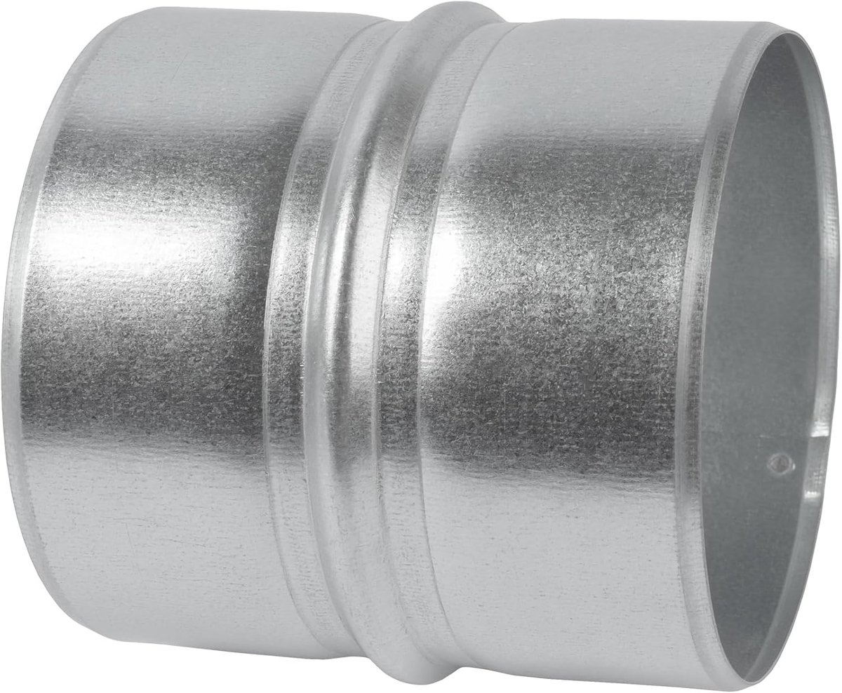 Systems 100 mm / 4" inch verzinkt stalen kanaalconnector - ronde ventilatiekanaalverlenging - metalen ontluchtingskoppeling - metalen slangkoppeling - gegalvaniseerde buisconnector - inline
