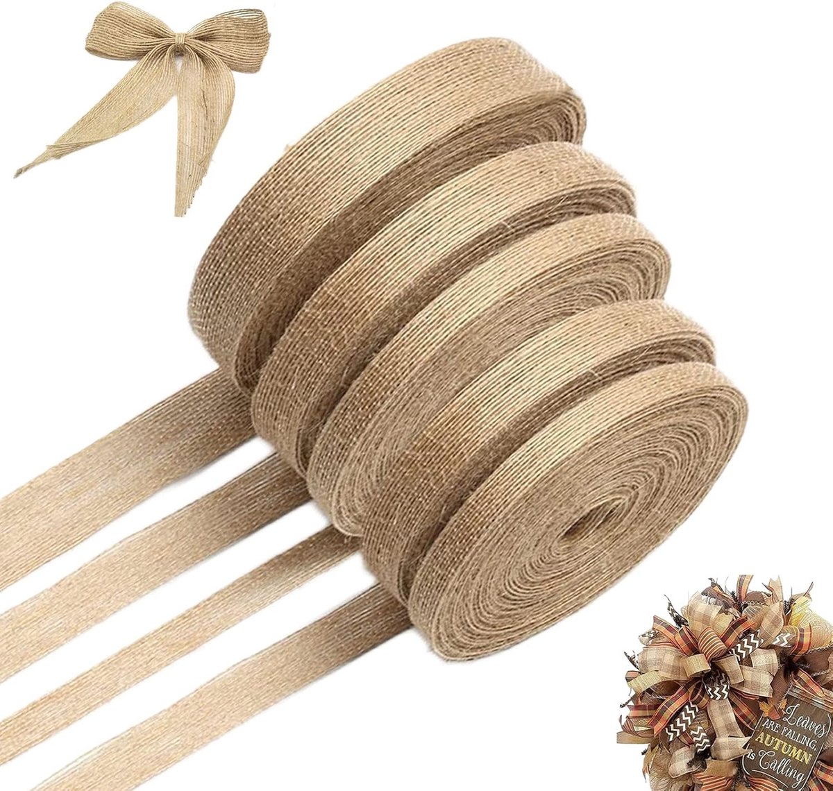 5 rollen jute lint 50m vintage jute natuur craft lint