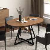 Puluomis - Uitschuifbare Eettafel - 100-130 x 100 cm - Keukentafel - met metalen poten - Opbergplank - rond tafelblad voor 4–6 personen - Industrieel design - bruin