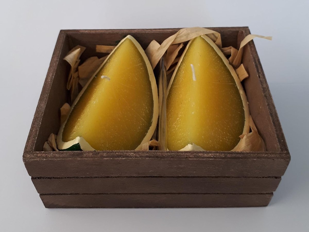 2 kaarsen schijfje citroen 10 cm