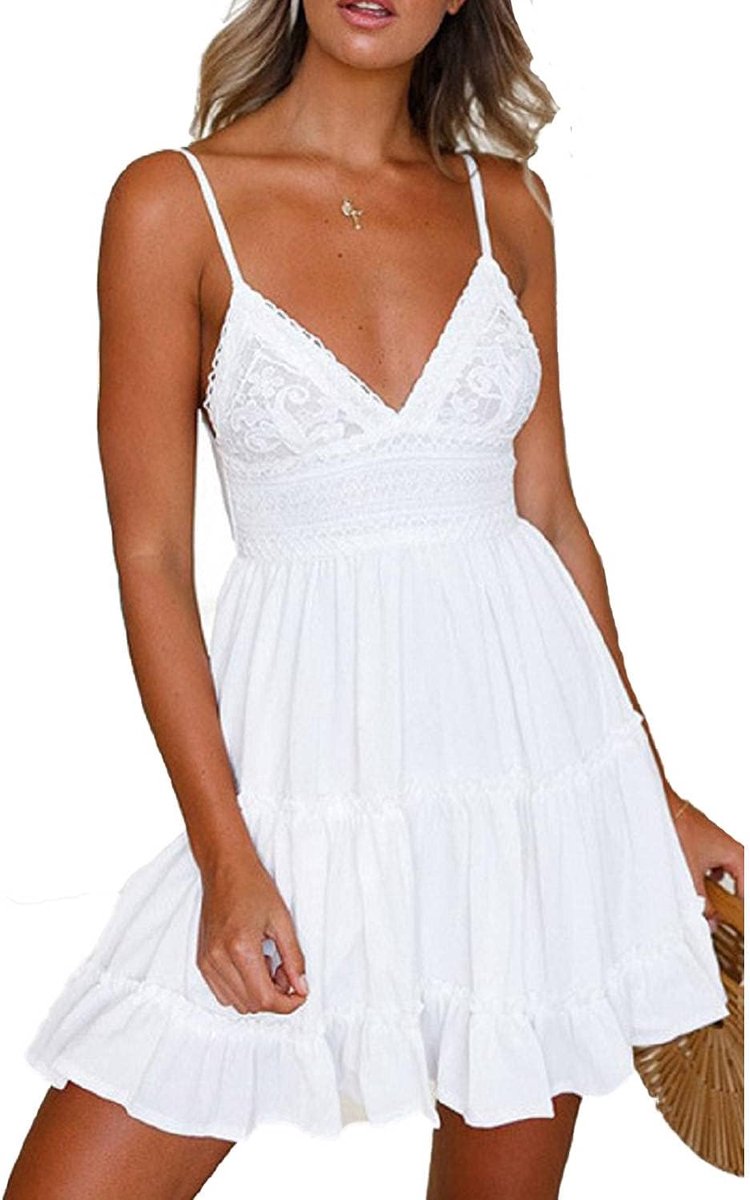 Zomerjurk voor dames, losse casual jurk, ronde kraag, strandjurk, mini-jurk, bloemenprint, kaftan, lange jurk, strandjurk, pareo cover-ups