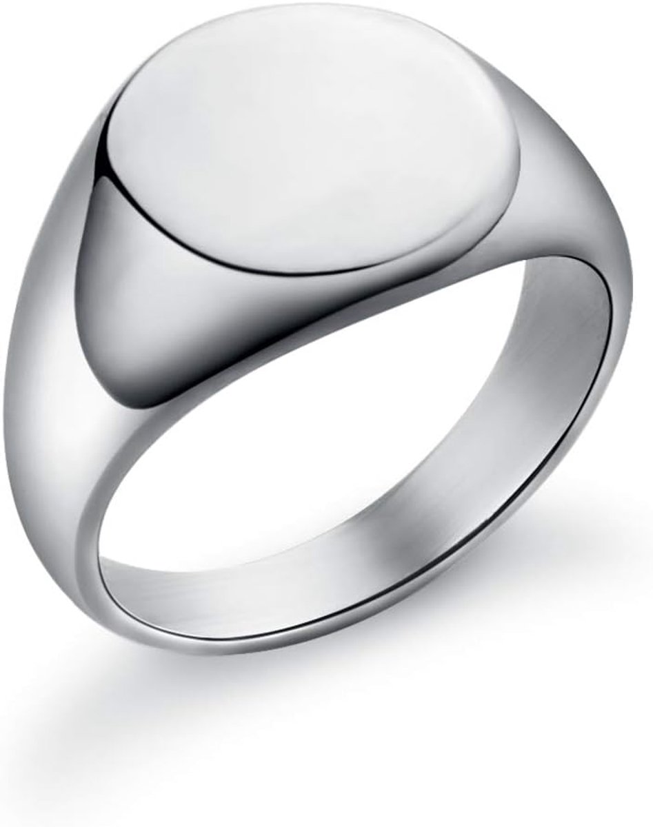 Effen band ring roestvrij staal gepolijst klassieke zegelring unisex cadeau maat J tot Z
