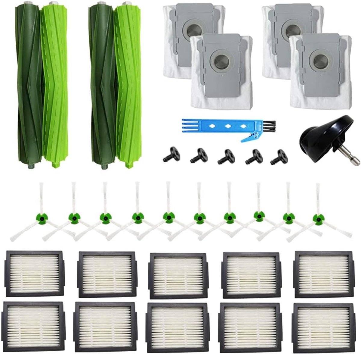 Onderdelen voor iRobot Roomba i7 i7 + i7 Plus E5 E6 E7 Robot Stofzuiger Accessoires Rubberen Borstels Hepa Filters Vuilniszakken Zijborstels