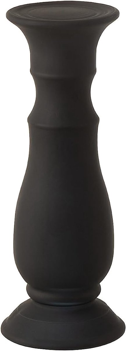 Kandelaar, glas, mat, zwart, klein