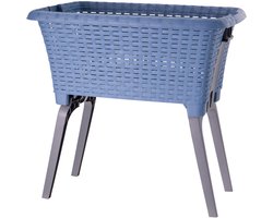Wasmand op poten blauw 38 liter 39 x 59 x 29 cm kunststof