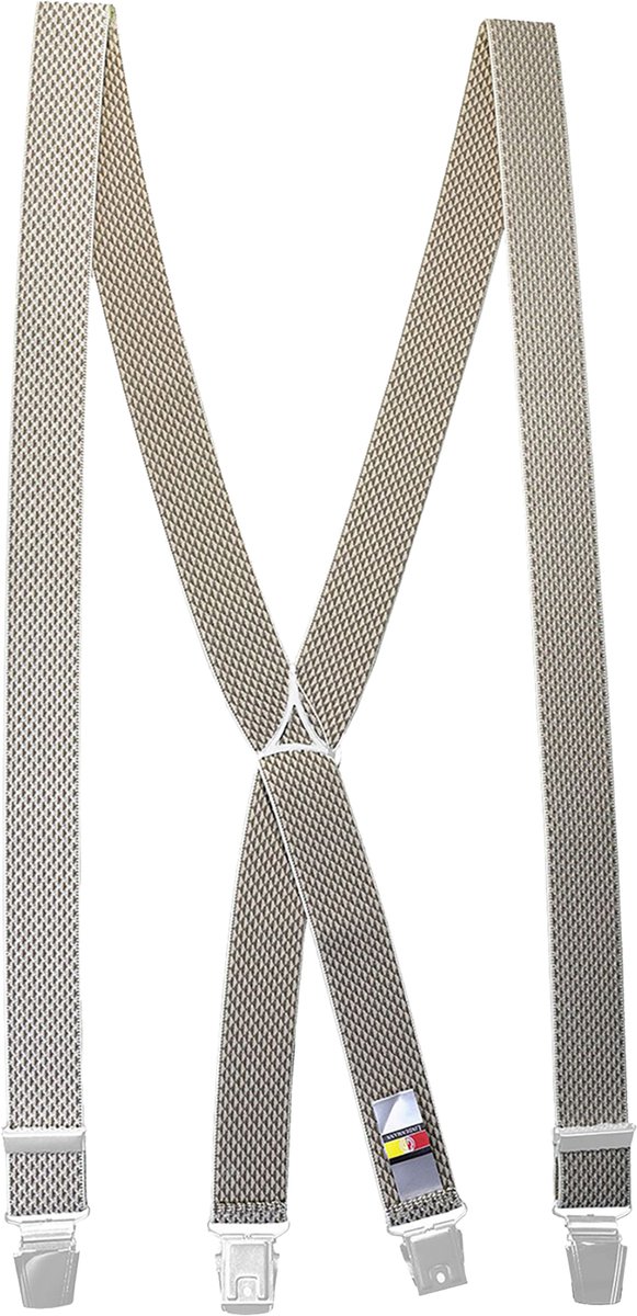 LINDENMANN heren bretels met extra sterke clips X-vorm - beige mini dessin