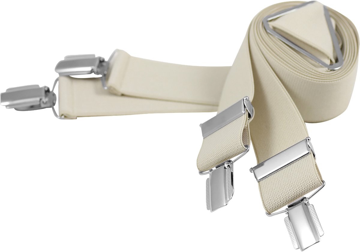 LINDENMANN heren bretels met extra sterke clips X-vorm - beige