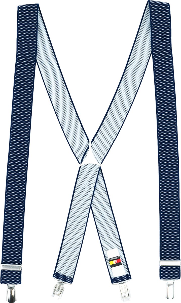 LINDENMANN heren bretels X-vorm - marine gestipt