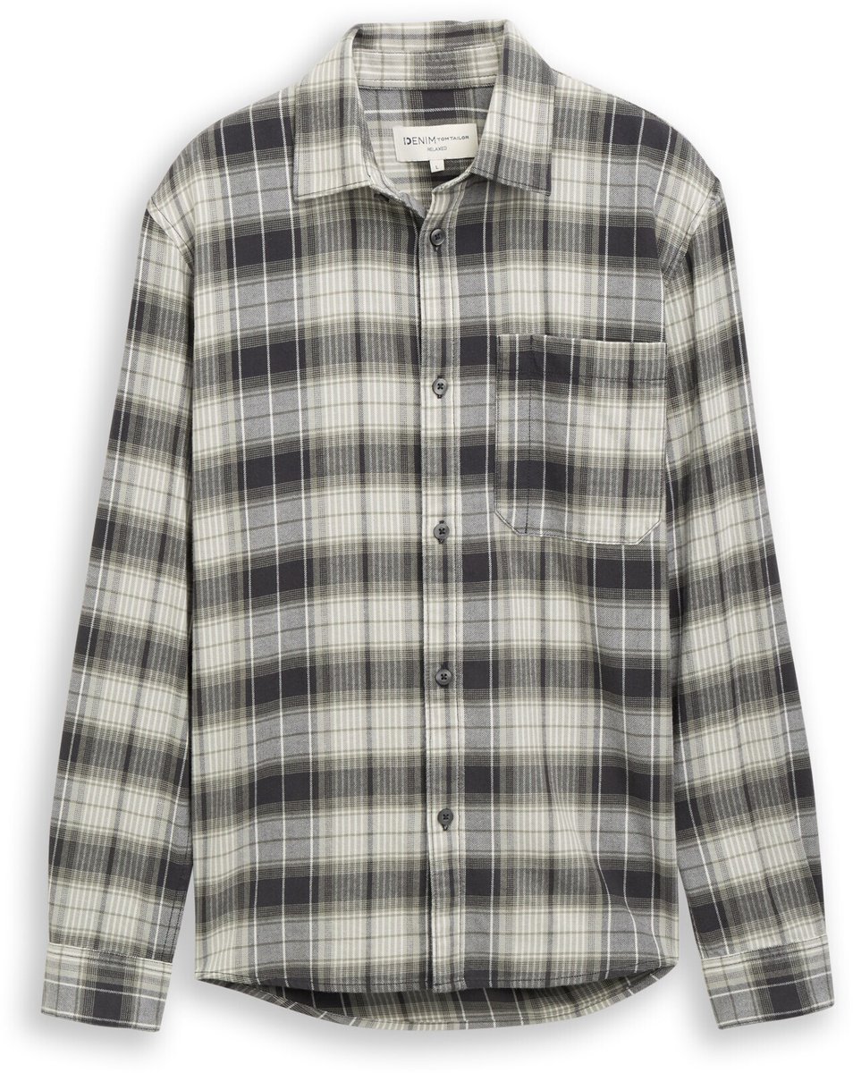 Tom Tailor Denim - Overhemd met geruit patroon in relaxed fit - Maat M - coal grey green check