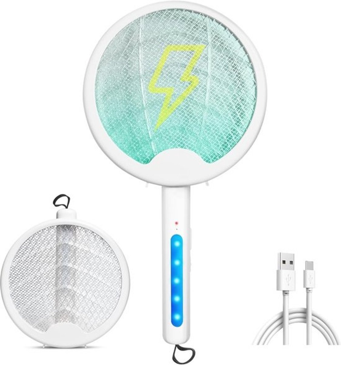 Elektrische vliegenmepper USB Oplaadbaar 3000V - 3-in-1 Insectenbestrijding