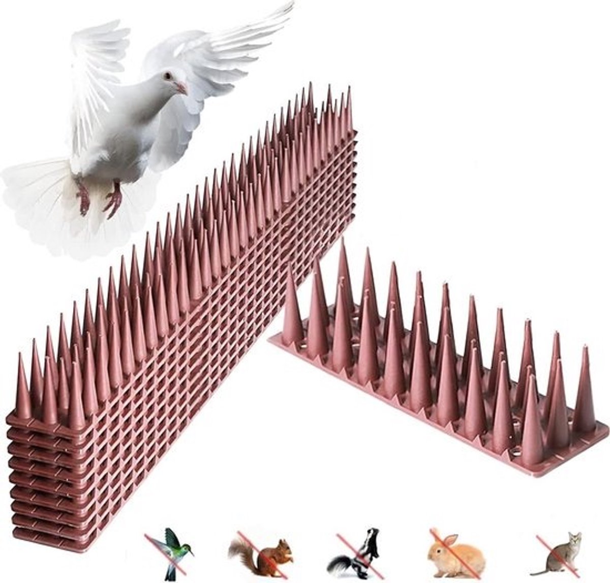 Hillylolly vogelafweer spikes kunststof 10 stuks - duivenafweer spikes 43 x 4 x 35 cm - duivenafweer katten - duivenbescherming spikes voor dakbalken hek vensterbank balkon Vogelafweer