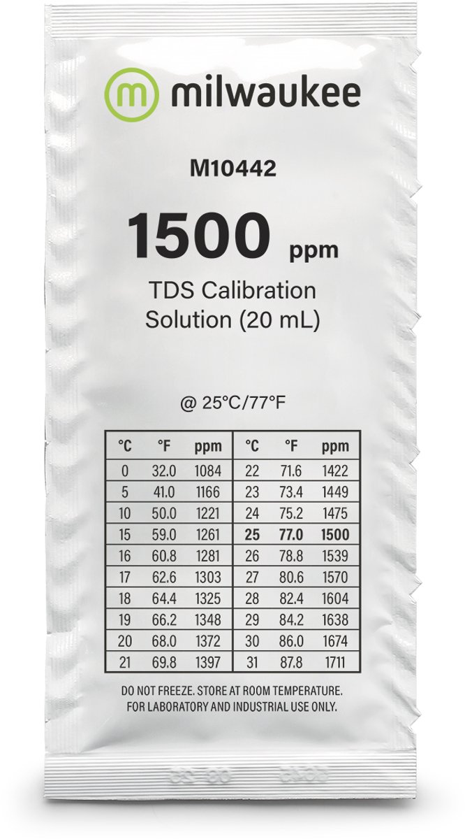 M10442B Milwaukee M10442 1500 ppm TDS IJkvloeistof Solution Sachets (doos á 25 stuks)