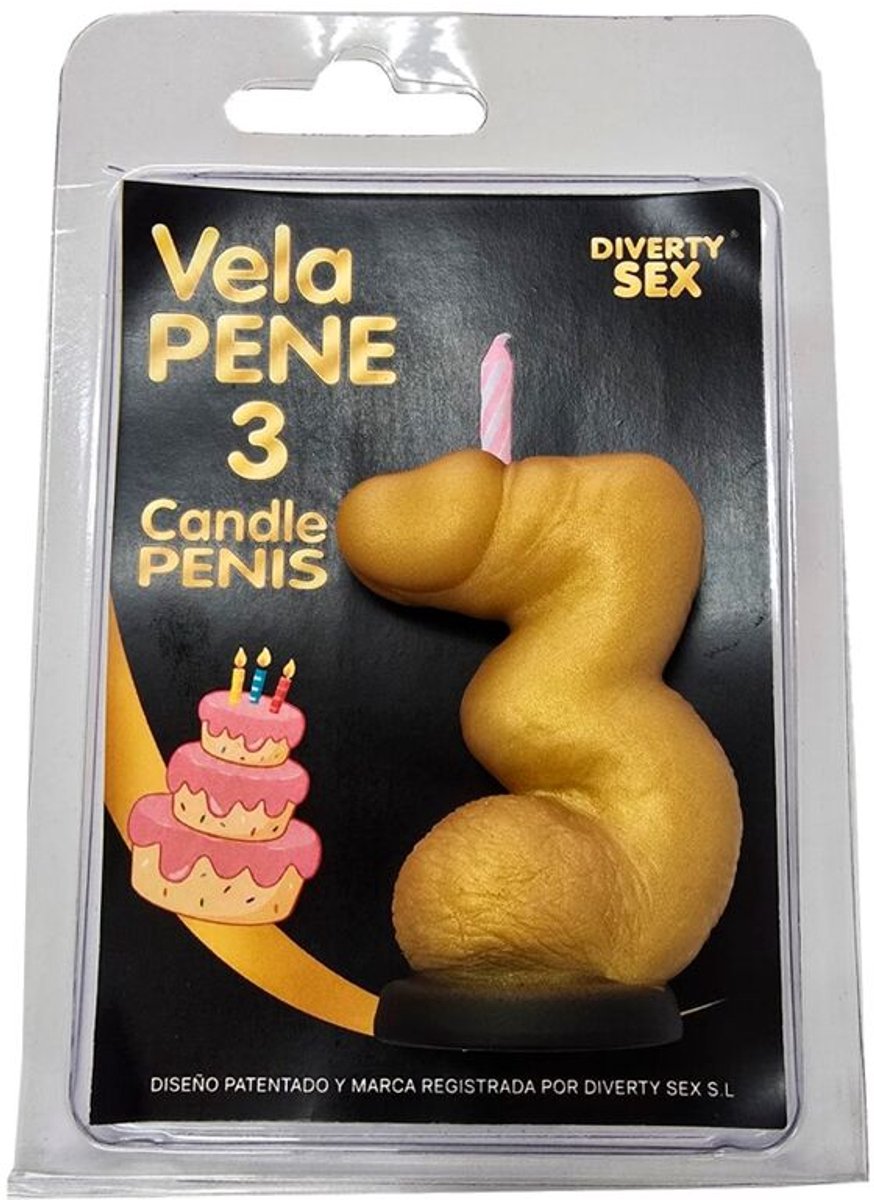 Penis Kaars Nummer 3 Goud