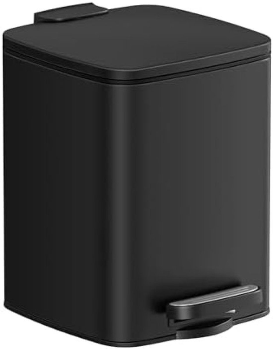 Compacte prullenbak met voetpedaal - 6 liter inhoud - Zwart