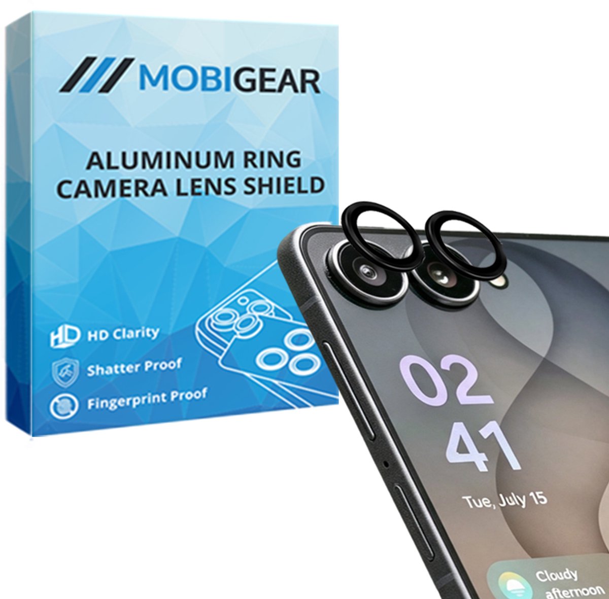 Mobigear Screenprotector geschikt voor Samsung Galaxy Z Flip 8 Glazen | Mobigear Single Camera Lens Protector - Case Friendly - Zwart