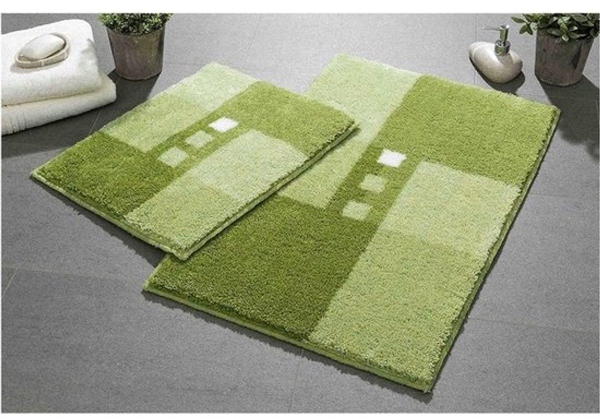 Ultrasone groene badmat - absorbeert water - set van 2 - acryl