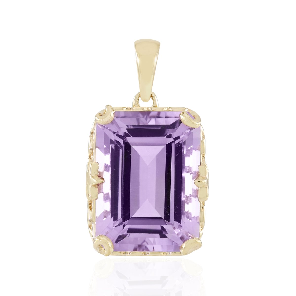 Cavill - Zilveren Hanger - 925 Sterling Zilver Verguld - Lavendel Amethist 10,41 Karaat - Achthoekig Trapgeslepen - Luxe Sieraden Dames