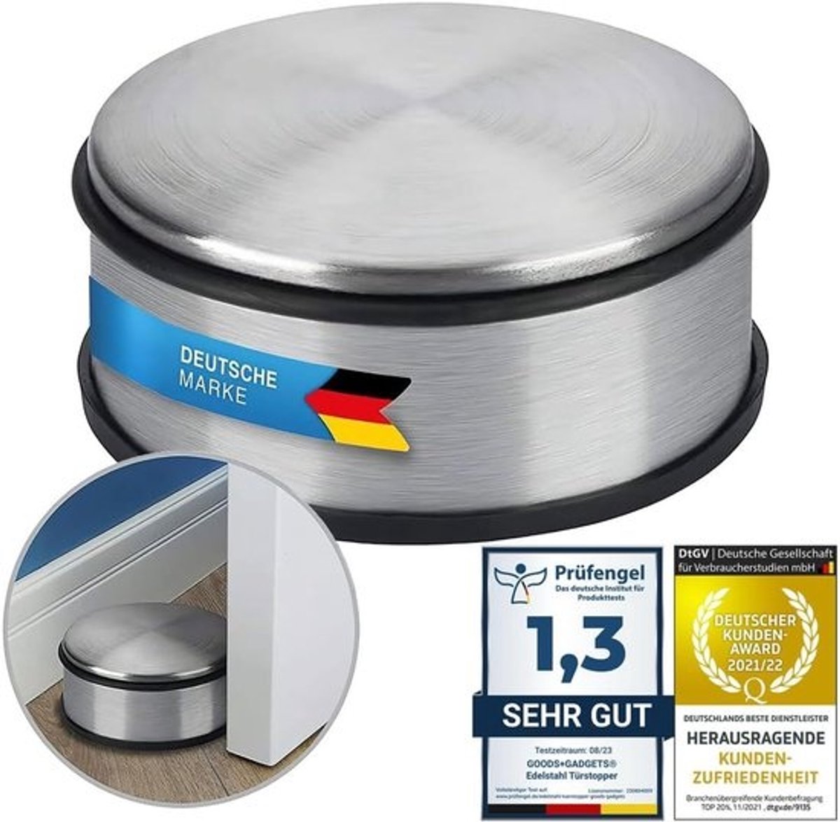 Deurstopper Roestvrij Staal Rubber 11x6cm 12kg - Designer Deurhouder Stopper