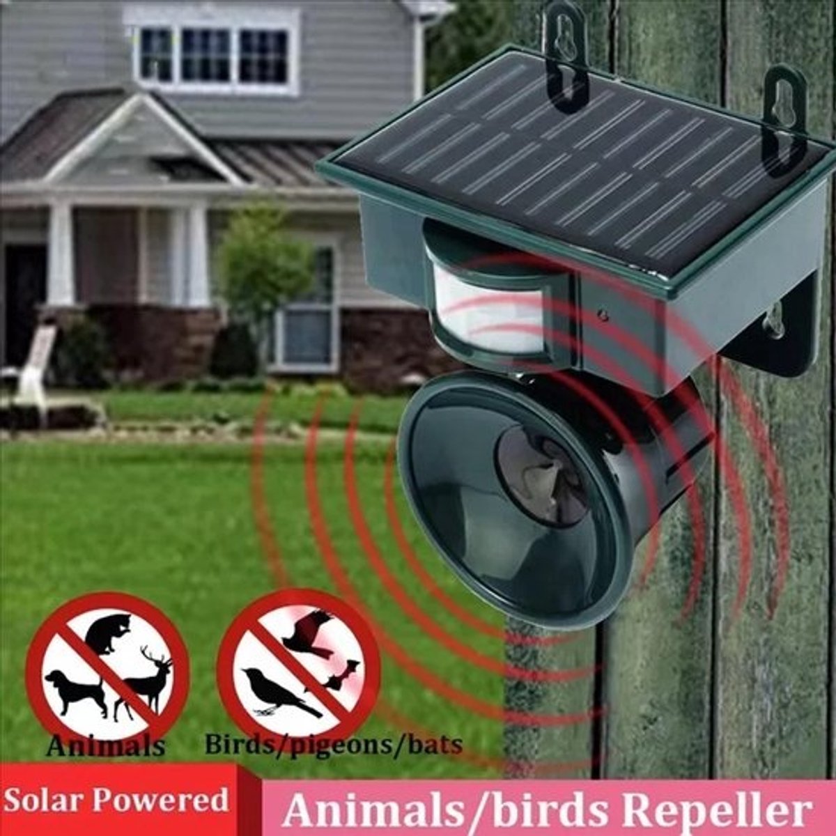 Zonne-Energie Ultrasone Muis- en Insectenrepeller – Slang Repeller met Hoge Kracht Vibratie, Oplaadbare Batterij en Zonnetoevoer – Dierenafschrikker, Buitenapparaat