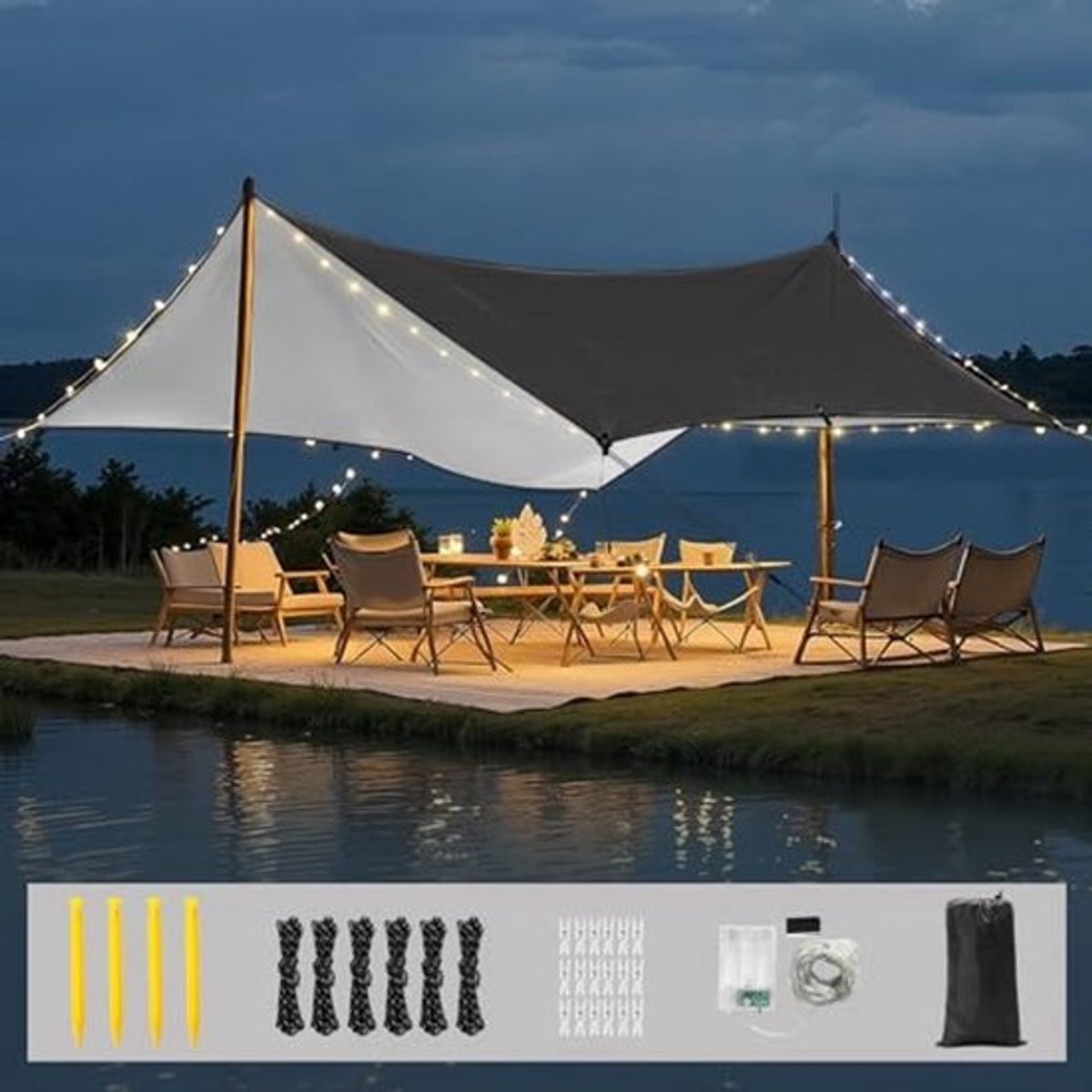 Waterdichte Campingzeil 3 x 3 m - Ideaal voor Buiten, Wandelen en Reizen