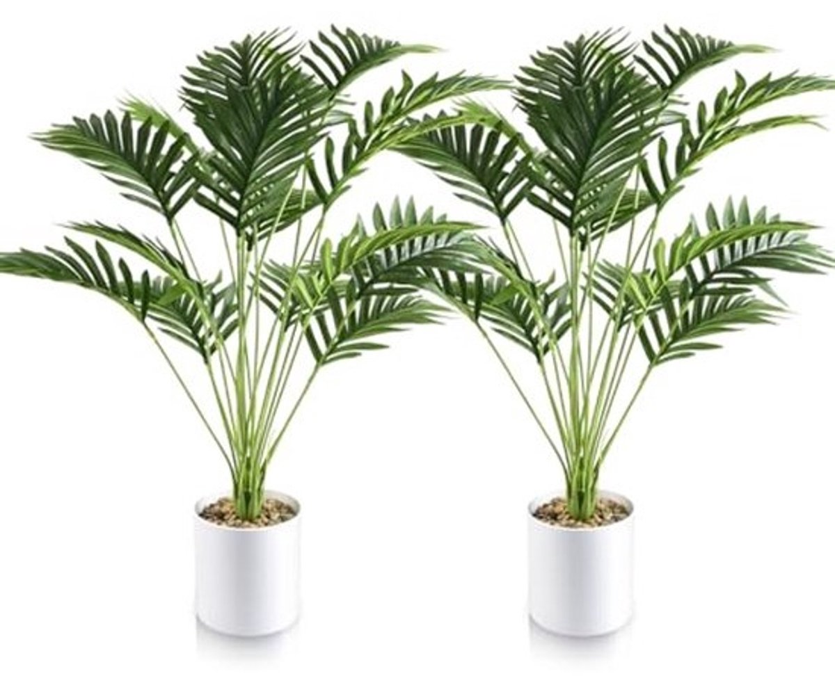 Grote Kunstplanten 83 cm - Realistische Kunstpalm in Pot voor Kantoor, Woonkamer en Slaapkamer - Set van 2 Stuks