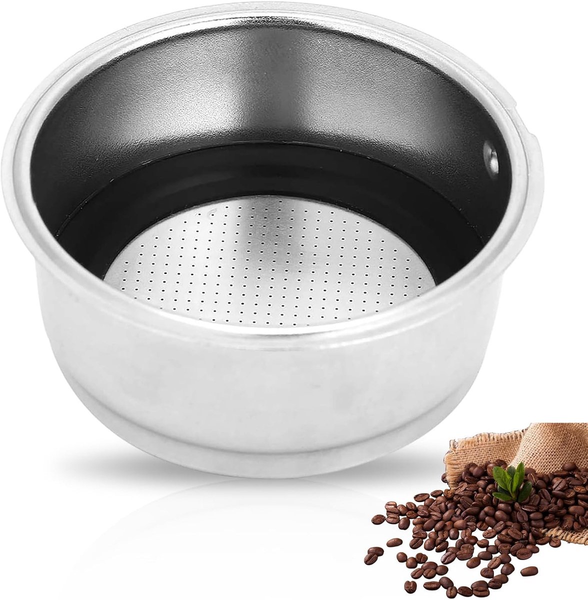 51 mm 2 Kopjes Portafilter Filtermand, Roestvrij Staal Niet Onder Druk Staande Mesh Koffiefilters Bodemloze Portafilter Koffiemachines Accessoires(Dubbele kop)