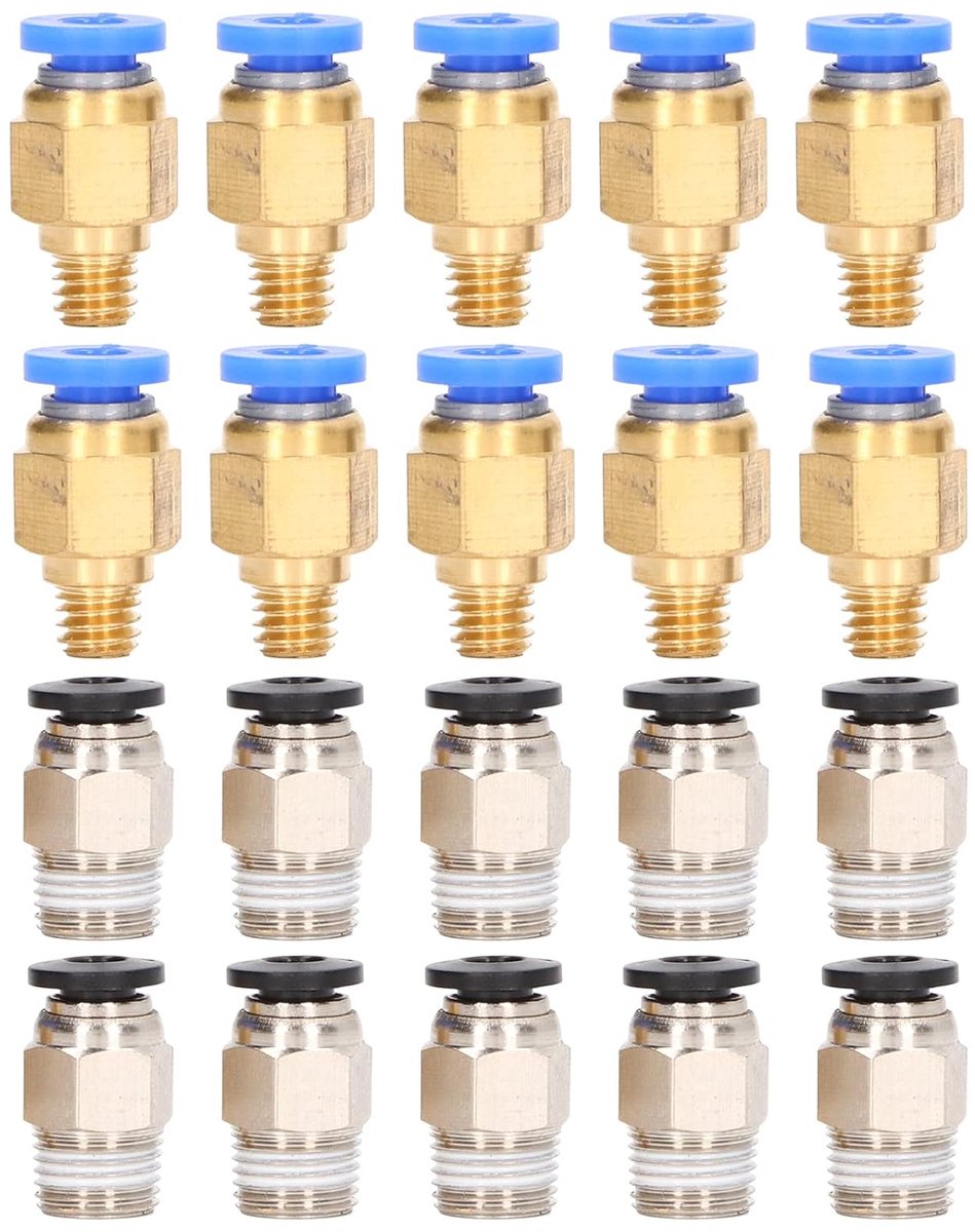 20pcs 3D Printer Pneumatic Fitting PC4-M6 PC4-10 Set, for Ender 3