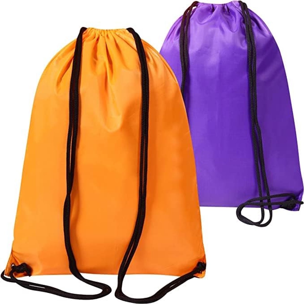 Trekkoord Gym Bag 2 STKS en 1 STKS String Bags Gym Sack Rugzak PE Tassen Trainer Zwemmen Tas Reizen Strand School Vakanties Geschikt voor Sport, kinderen, Jongens, Meisjes (Oranje/Paars, 2 Stuks)