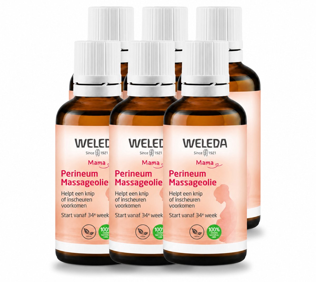 6 x WELEDA - Perineum massageolie - Mama & Baby - 50 ml - Voordeelverpakking - 6 stuks