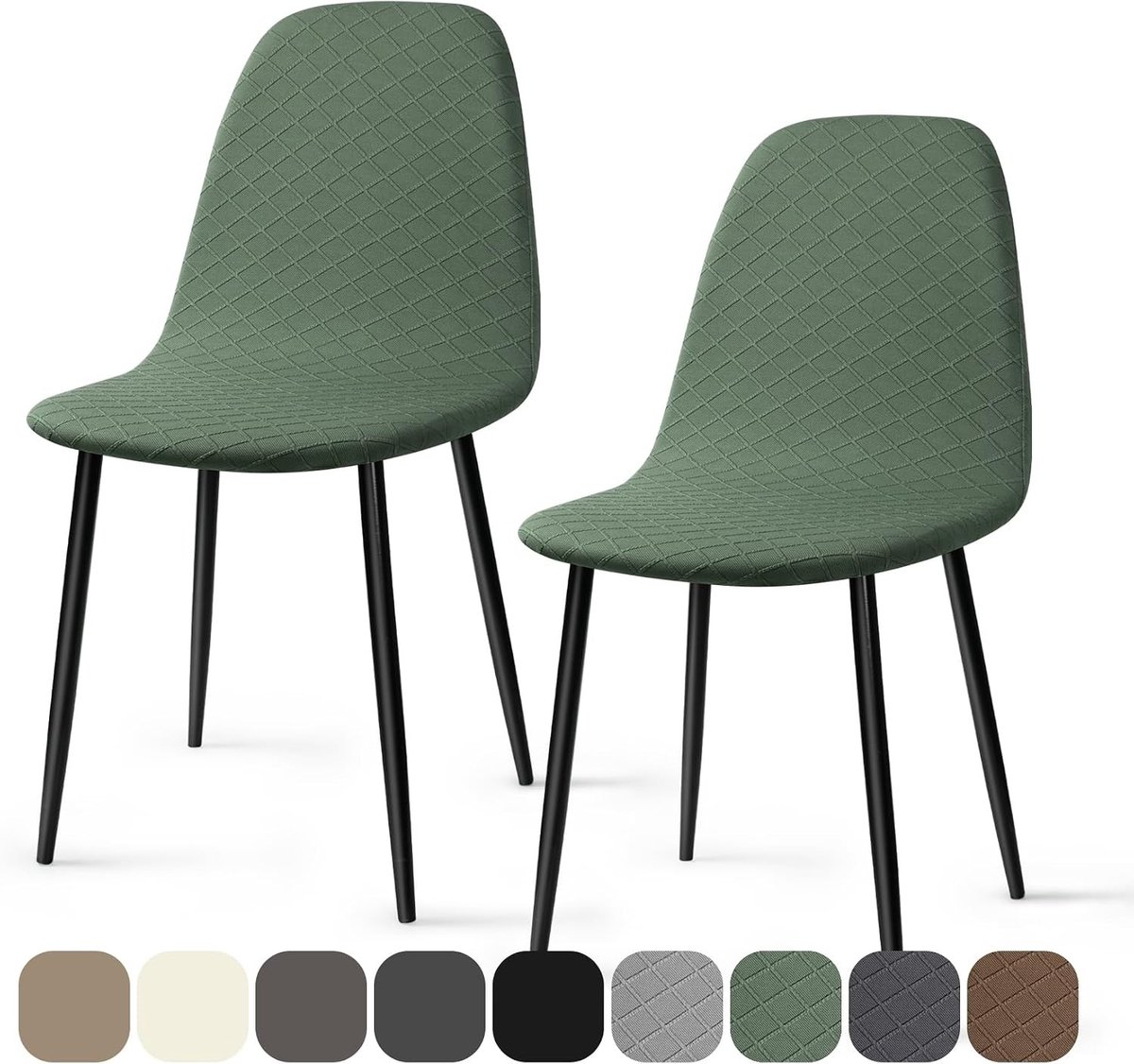 Vellaro Barkrukhoes - Groen - 2 Stuks - Jacquard Elastische Stoelhoezen - Voor Barkrukken en Eetstoelen Groen-L
