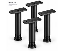 Consumerce® Verstelbare Meubelpoten - Set van 4 - 20-35cm - Zwart - Meubelpoot - Stelpoot - Stelpoten - Stel Poot - Meubelpootjes Verstelbaar – Meubel Kast Tafel Bed Boxspring Potenset – Poot – Poten – Bedpoten - Bedden