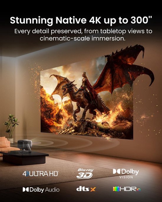 Videoprojector 4K Triple Laser - 5800 ISO Lumen - 20000:1 Contrast - Draagbaar - Voor Gaming En Thuisbioscoop — afbeelding 3